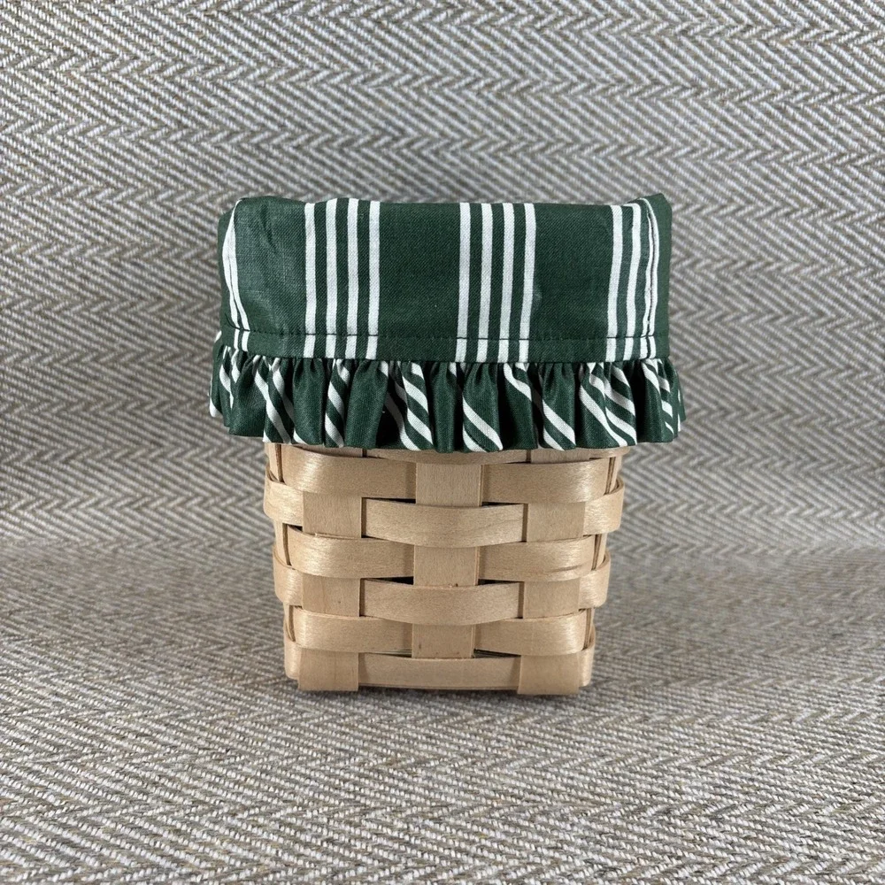 Longaberger Natural 1997 Small Spoon Hunter Green Stripe Liner